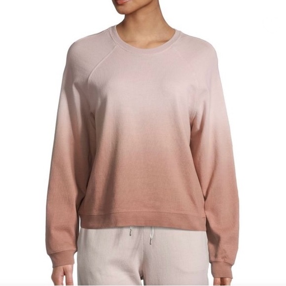 Monrow Supersoft Crew Neck Sweatshirt Oversized Ombre Rose Pink Cotton Size XS/S - Picture 1 of 9